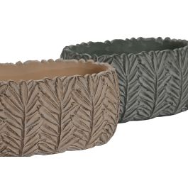 Macetero Tropical DKD Home Decor Verde Beige 13 x 11 x 23 cm Set de 2 (4 Unidades)