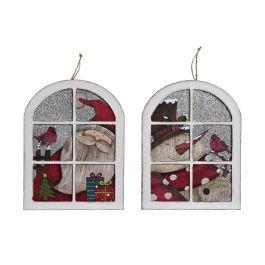Decoracion Pared Navidad Tradicional DKD Home Decor Blanco Rojo 1.2 x 24 x 18.5 cm (4 Unidades)