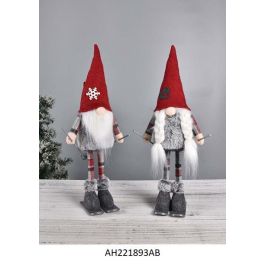 Figura Navidad Tradicional DKD Home Decor Gris Rojo 12 x 46 x 16 cm (4 Unidades)