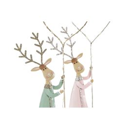 Figura Navidad Fantasia DKD Home Decor Dorado Rosa 4 x 30 x 8 cm (4 Unidades)