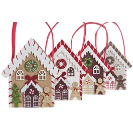 Decoracion Colgante Navidad Tradicional DKD Home Decor Blanco Marron 7 x 15 x 13 cm (4 Unidades)