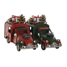 Vehiculo Decoracion Navidad Tradicional DKD Home Decor Rojo Verde 6.5 x 10.5 x 16.5 cm (4 Unidades)