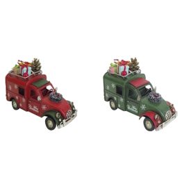 Vehiculo Decoracion Navidad Tradicional DKD Home Decor Rojo Verde 6.5 x 10.5 x 16.5 cm (4 Unidades)