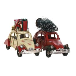 Vehiculo Decoracion Navidad Tradicional DKD Home Decor Rojo Beige 5 x 7.5 x 11 cm (2 Unidades)