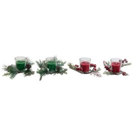 Vela  DKD Home Decor Rojo Verde 5.5 x 6.5 x 5.5 cm Set de 2 (4 Unidades)