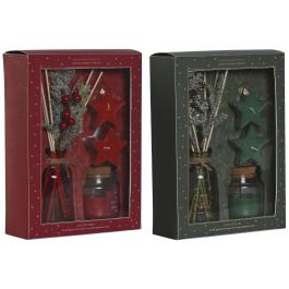 Ambientador Mikado Navidad Tradicional DKD Home Decor Verde Rojo 7 x 25 x 18 cm Set de 3 (4 Unidades)