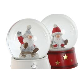 Bola Decoracion Navidad Tradicional DKD Home Decor Rojo Blanco 9.5 x 13.5 x 9.5 cm (4 Unidades)