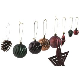 Bola Decoracion Navidad Alpina DKD Home Decor Burdeos Verde 24.5 x 6.5 x 41 cm Set de 48 (4 Unidades)