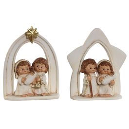 Nacimiento Navidad Tradicional DKD Home Decor Blanco Dorado 3.5 x 11 x 9.6 cm (4 Unidades)