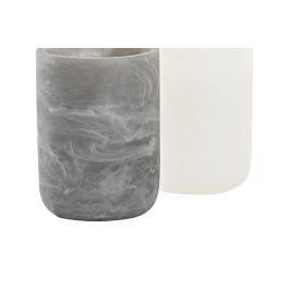 Vaso Basicos DKD Home Decor Blanco Gris 7.5 x 10 x 7.5 cm (4 Unidades)