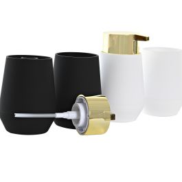 Baño Glam DKD Home Decor Blanco Negro 8.5 x 14.5 x 8.5 cm Set de 2 (4 Unidades)