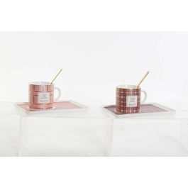 Mug Glam DKD Home Decor Rosa Marron 13.5 x 1 x 19.5 cm Set de 3 (4 Unidades)
