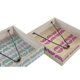 Servilletero Colonial DKD Home Decor Azul Turquesa 18 x 4 x 18 cm (4 Unidades)