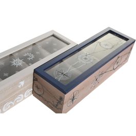 Caja Infusiones Atlantico DKD Home Decor Azul Blanco 9 x 8 x 30 cm (4 Unidades)