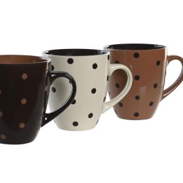 Mug Basicos DKD Home Decor Marron Negro 9.5 x 10.5 x 13 cm (4 Unidades)