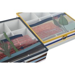 Caja Infusiones Tropical DKD Home Decor Azul Verde 24 x 6.5 x 24 cm (4 Unidades)