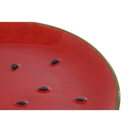 Plato Moderno DKD Home Decor Rojo Verde 22 x 2.5 x 22 cm (4 Unidades)