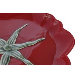 Plato Moderno DKD Home Decor Rojo Verde 28 x 2.8 x 28 cm (4 Unidades)