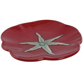 Plato Moderno DKD Home Decor Rojo Verde 21 x 2.3 x 21.3 cm (4 Unidades)