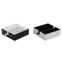 Servilletero Moderno DKD Home Decor Blanco Negro 18 x 4 x 18 cm (4 Unidades)