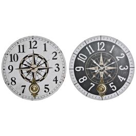 Reloj Pared Mediterraneo DKD Home Decor Blanco Negro 4 x 58 x 58 cm (4 Unidades)