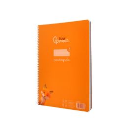 Cuaderno Espiral Liderpapel Din A4 Pautaguia Tapa Plastico80H 90 gr Cuadro Pautado 3 mm Con Margen Color Naranja 5 unidades