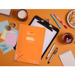 Cuaderno Espiral Liderpapel Din A4 Pautaguia Tapa Plastico80H 90 gr Cuadro Pautado 3 mm Con Margen Color Naranja 5 unidades