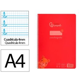 Cuaderno Espiral Liderpapel Din A4 Pautaguia Tapa Plastico80H 90 gr Cuadro Pautado 4 mm Con Margen Color Rojo 5 unidades