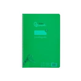 Cuaderno Espiral Liderpapel Din A4 Pautaguia Tapa Plastico80H 90 gr Cuadro Pautado 4 mm Con Margen Color Verde 5 unidades