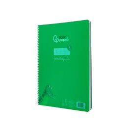 Cuaderno Espiral Liderpapel Din A4 Pautaguia Tapa Plastico80H 90 gr Cuadro Pautado 4 mm Con Margen Color Verde 5 unidades