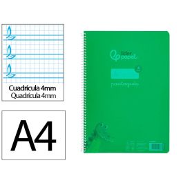 Cuaderno Espiral Liderpapel Din A4 Pautaguia Tapa Plastico80H 90 gr Cuadro Pautado 4 mm Con Margen Color Verde 5 unidades