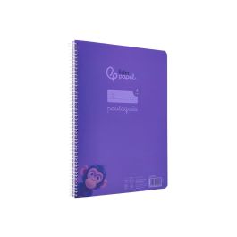 Cuaderno Espiral Liderpapel Din A4 Pautaguia Tapa Plastico80H 90 gr Cuadro Pautado 4 mm Con Margen Color Lila 5 unidades