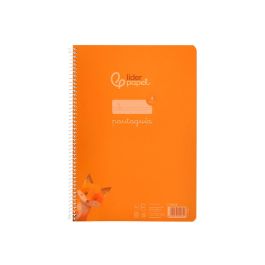 Cuaderno Espiral Liderpapel Din A4 Pautaguia Tapa Plastico80H 90 gr Cuadro Pautado 4 mm Con Margen Color Naranja 5 unidades