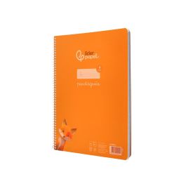 Cuaderno Espiral Liderpapel Din A4 Pautaguia Tapa Plastico80H 90 gr Cuadro Pautado 4 mm Con Margen Color Naranja 5 unidades