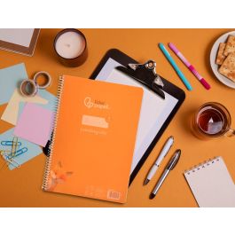 Cuaderno Espiral Liderpapel Din A4 Pautaguia Tapa Plastico80H 90 gr Cuadro Pautado 4 mm Con Margen Color Naranja 5 unidades