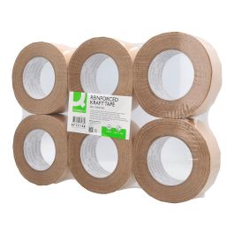 Cinta Adhesiva Q-Connect Kraft Reforzado 50 Mt X 50 mm Para Embalaje 6 unidades