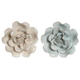 Flor Tradicional DKD Home Decor Azul Celeste Beige 9 x 3.6 x 9 cm (6 Unidades)