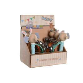 DKD Home Decor Juguete Kids Artesanal de Madera y Metal con Cascabel y Movimiento, 5x17.5x12 cm, Surtido Azul Naranja Gris (6 Unidades)