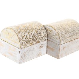 Joyero Arabe DKD Home Decor Dorado Blanco Rozado 7.5 x 8 x 10 cm Set de 2 (6 Unidades)