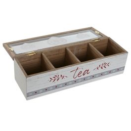 Caja Infusiones Alpino DKD Home Decor Blanco Rojo 9 x 8 x 29 cm (6 Unidades)