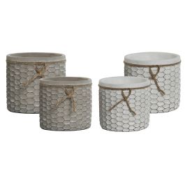 Macetero Shabby DKD Home Decor Blanco Gris 17 x 15 x 17 cm Set de 2 (6 Unidades)