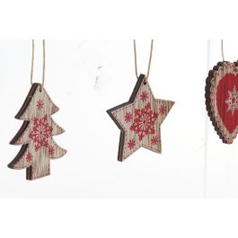 Decoracion Colgante Navidad Alpina DKD Home Decor Marron Rojo 13 x 2 x 13 cm Set de 12 (6 Unidades)