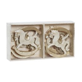 Decoracion Colgante Navidad Fantasia DKD Home Decor Dorado Beige 1 x 5.5 x 6.5 cm Set de 6 (6 Unidades)