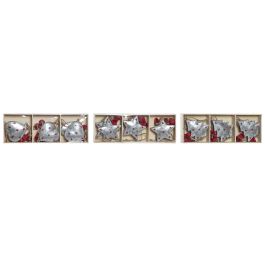 Decoracion Colgante Navidad Tradicional DKD Home Decor Gris Rojo 2 x 12 x 6 cm Set de 6 (6 Unidades)