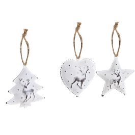 Decoracion Colgante Navidad Moderna DKD Home Decor Blanco 12 x 3 x 12 cm Set de 10 (6 Unidades)