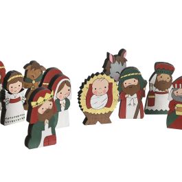 Nacimiento Navidad Tradicional DKD Home Decor Rojo Rosa 2 x 16 x 22 cm Set de 10 (6 Unidades)