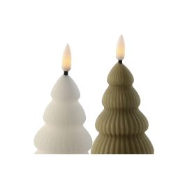 Vela Led Navidad Moderna DKD Home Decor Verde Blanco 8 x 15 x 8 cm (6 Unidades)