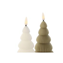 Vela Led Navidad Moderna DKD Home Decor Verde Blanco 8.5 x 17.5 x 8.5 cm (6 Unidades)