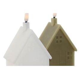 Vela Led Navidad Moderna DKD Home Decor Verde Blanco 8 x 15 x 8 cm (6 Unidades)