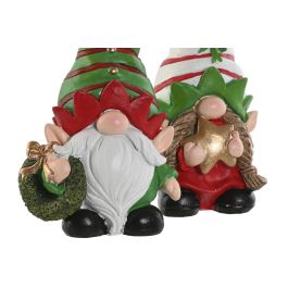 DKD Home Decor Figura Navidad Gnomo Tradicional Resina Verde Rojo 7x15x10 cm (6 Unidades)